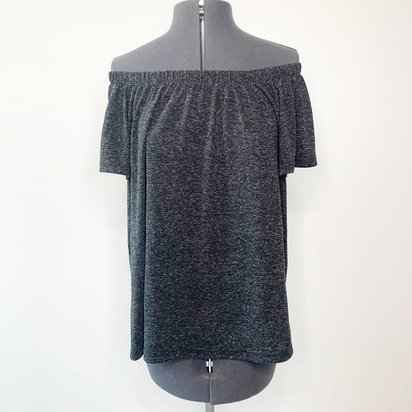 Hinge Black Linen Blend Off the Shoulder Top 1 - Picture 1 of 6